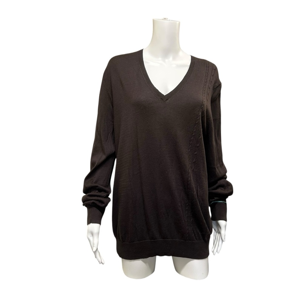 Vintage Ben Sherman Pullover Thin V-neckline Cotton Sweater Brown Size XL